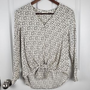 black and white heart print long sleeve